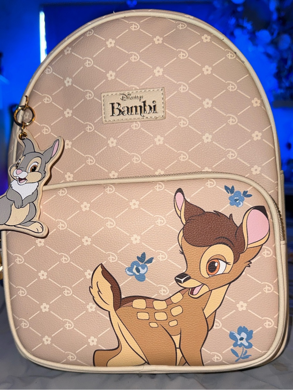 Disney Primark Beige Bambi Mini Backpack and Thumper Charm NWT See description!